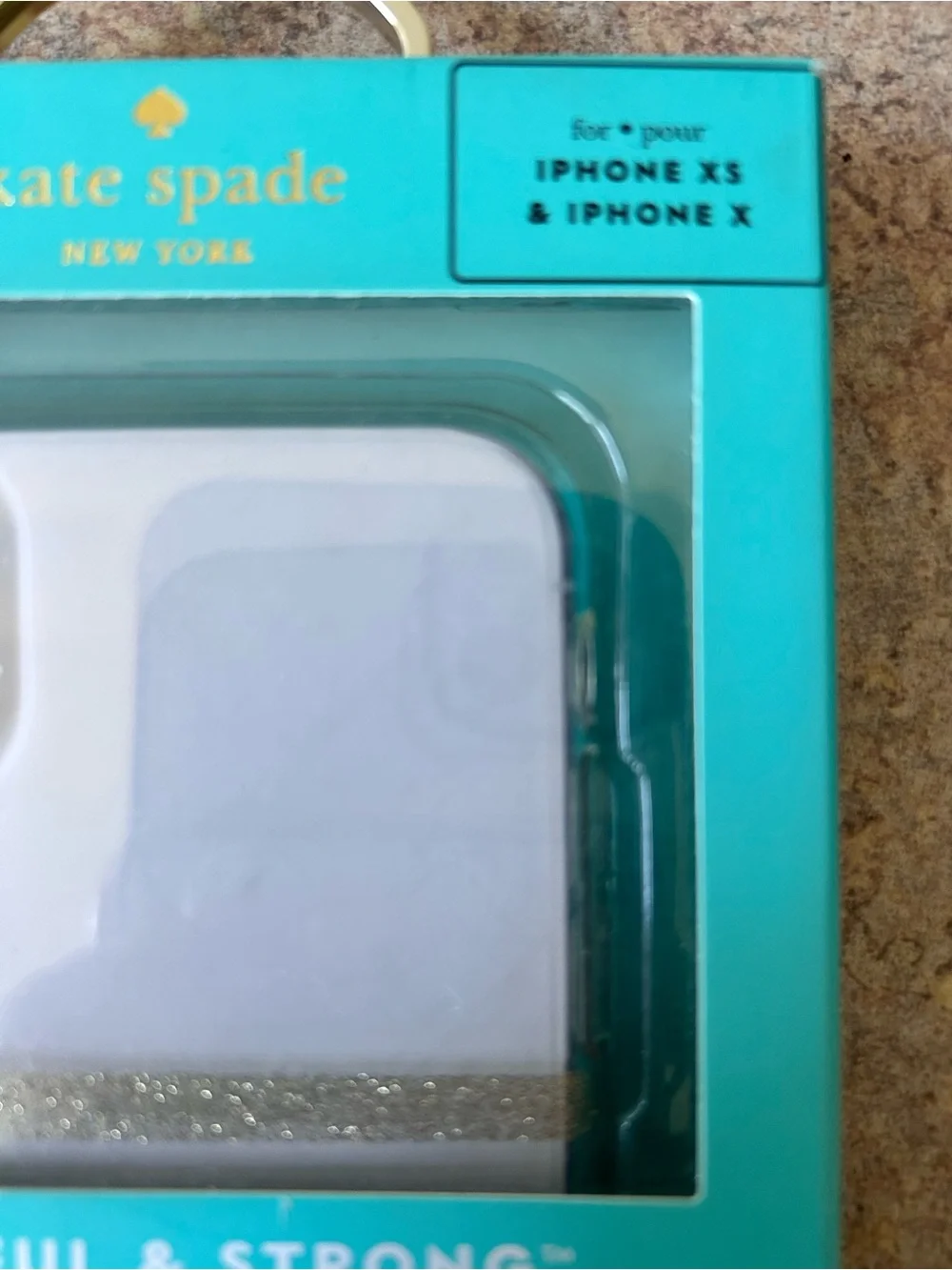 NWT Kate Spade iPhone XS/X Protective Hardshell Case w/Gold Glitter Design